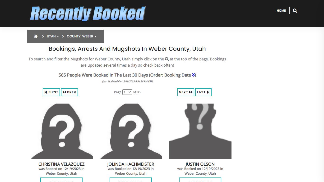 Recent bookings, Arrests, Mugshots in Weber County, Utah - Recently Booked